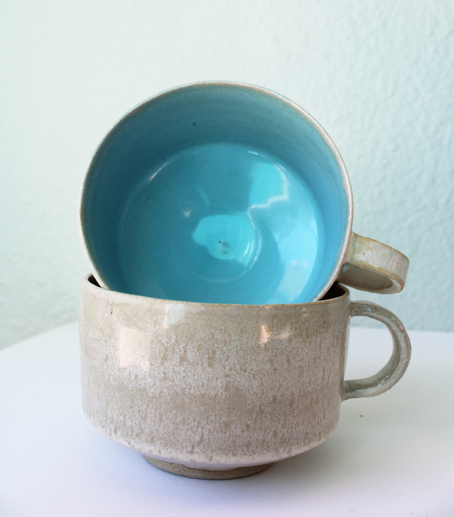 Straight Line Mug Set, White/Blue