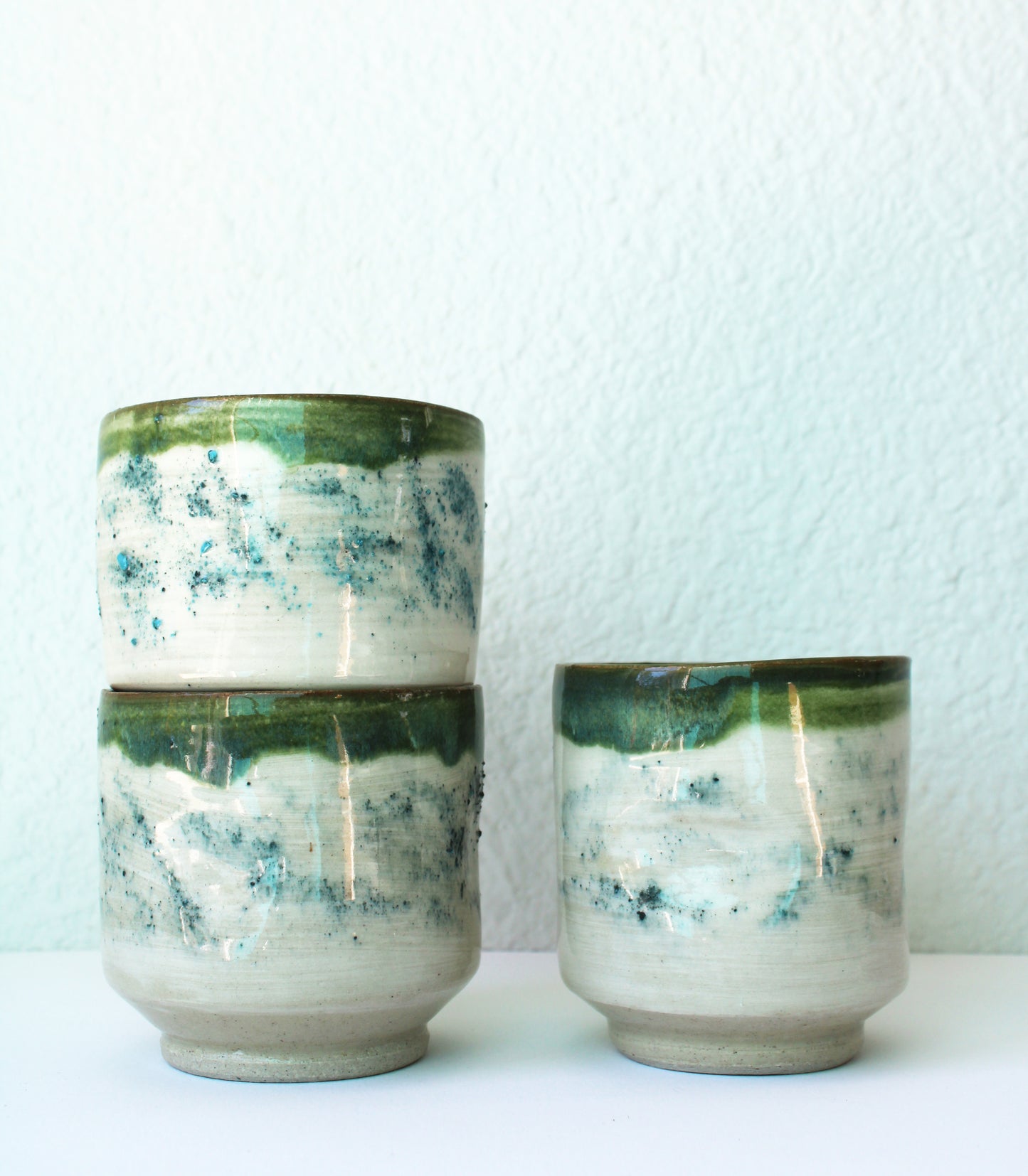 Dusted Pinch Cups, Green/Blue